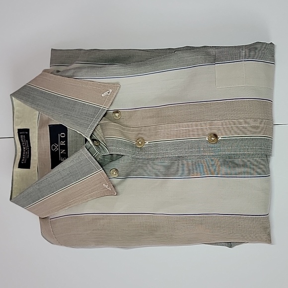 CHATHAM CLOTH ENRO  STRIPED SHORT SLEEVE SHIRT/ L. - Picture 8 of 9